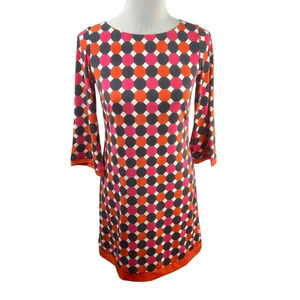 Eliza J Sheath Dress Women 2 Petite Geometric Polka Dot Mod Mini Pink Orange